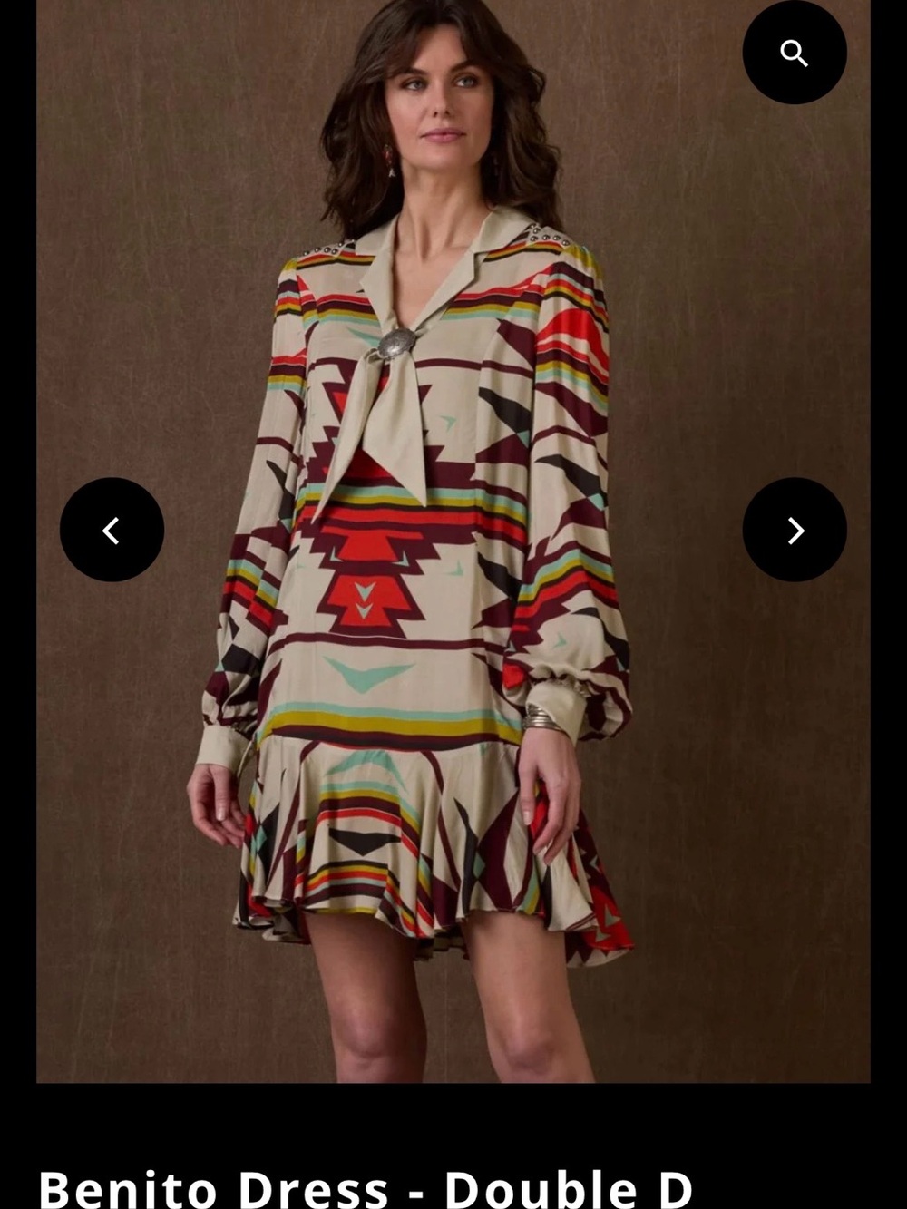 Double D Ranch Benito Printed Tie-Neck Dress